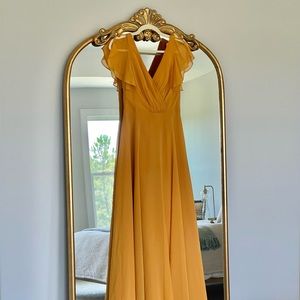 David’s Bridal Yellow/Marigold Flutter Sleeve Dress